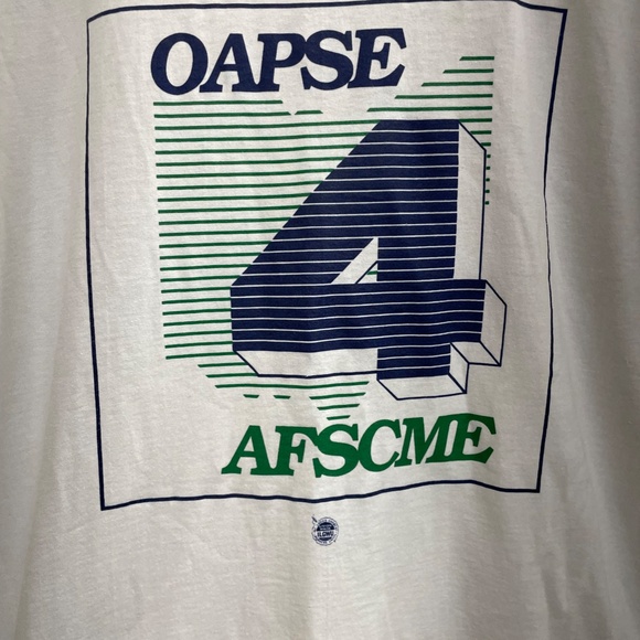 Vintage Tee OAPSE AFSCME Size L White Great Condition - Picture 2 of 3